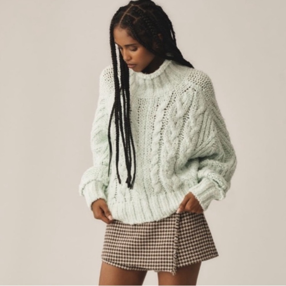 NWT! By Anthropologie Fisherman Sweater in Mint Green 🪞